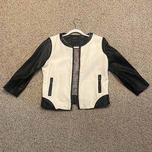 EUC Evereve Sanctuary Zip Up Jacket with Faux Leather Sleeves